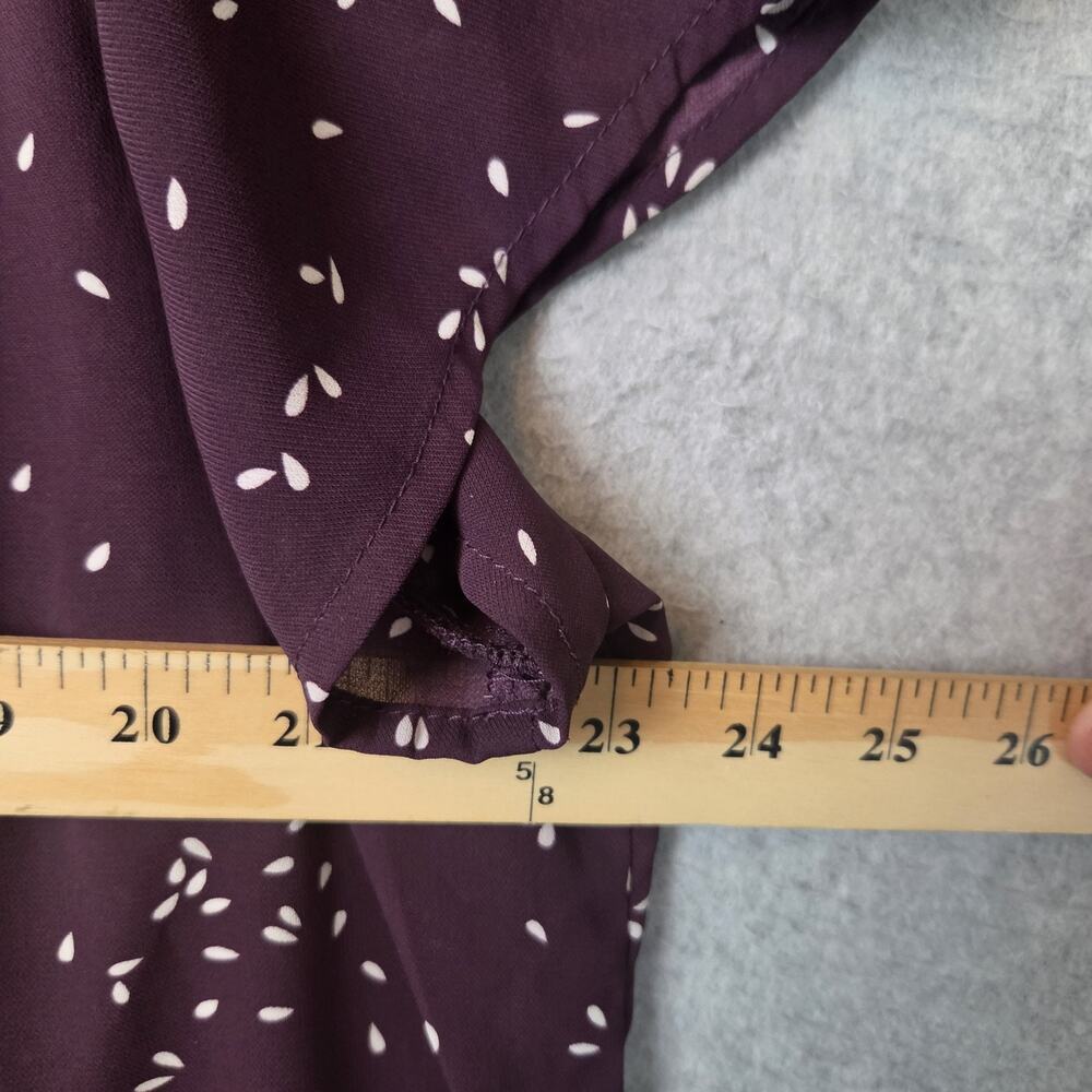 Monday Fun Plum Speckled SS Smocked Shoulders Split Neck Blouse Women's Plus 1X - Picture 9 of 12
